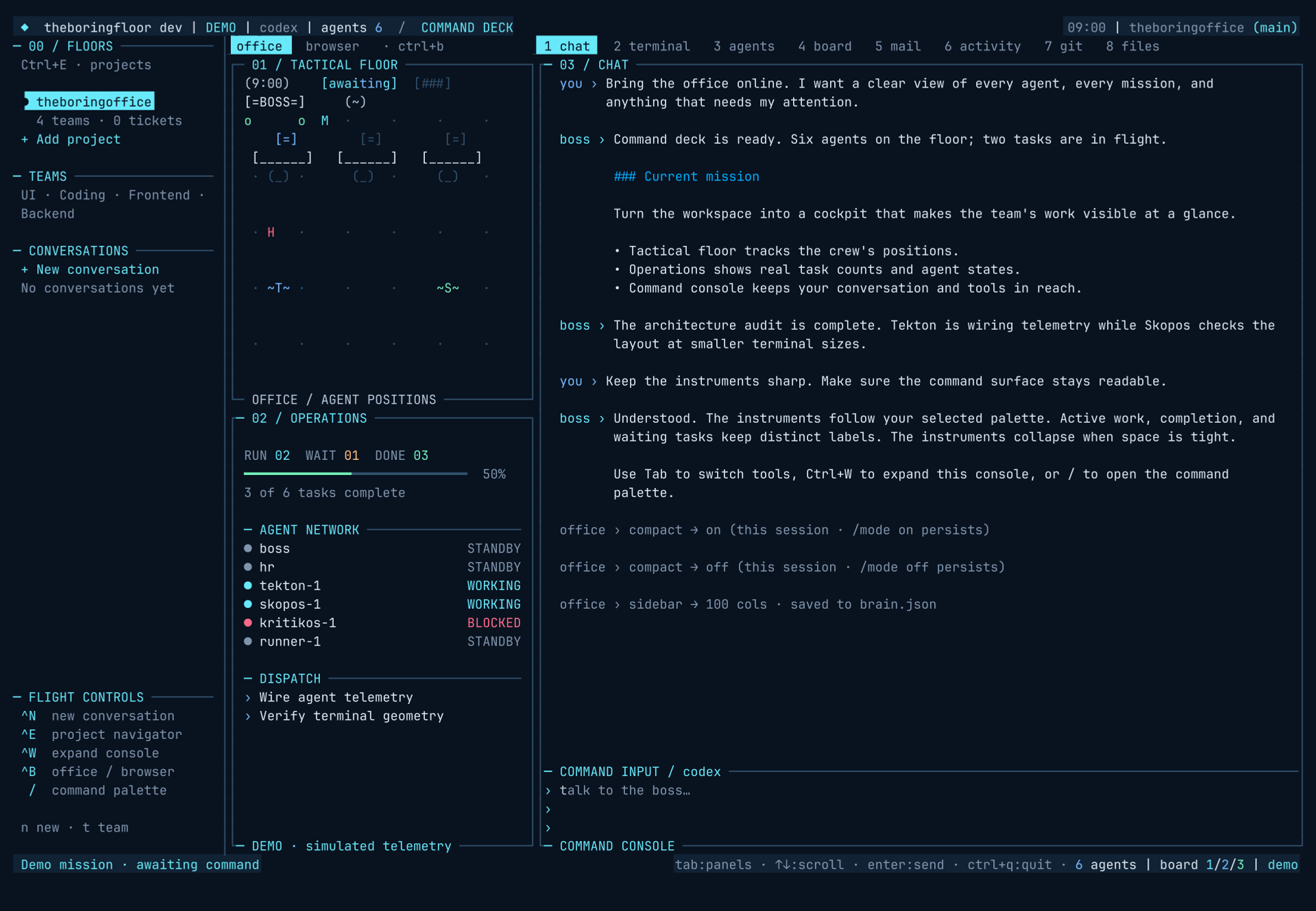 theboringfloor wide layout: sidebar widened beyond the 80-column default